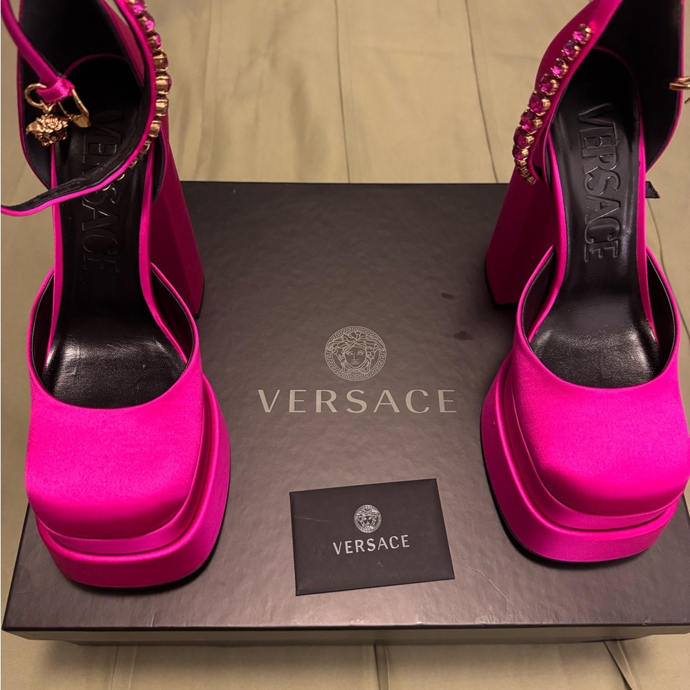 Versace Women's Pink Platform Heels
